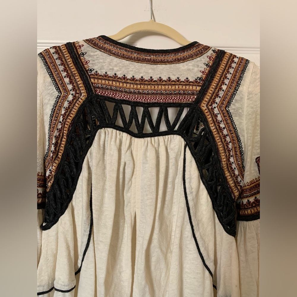 Free People Snow Kisses Embroidered Asymmetric Blouse Boho Romantic Cottagecore - Picture 3 of 8